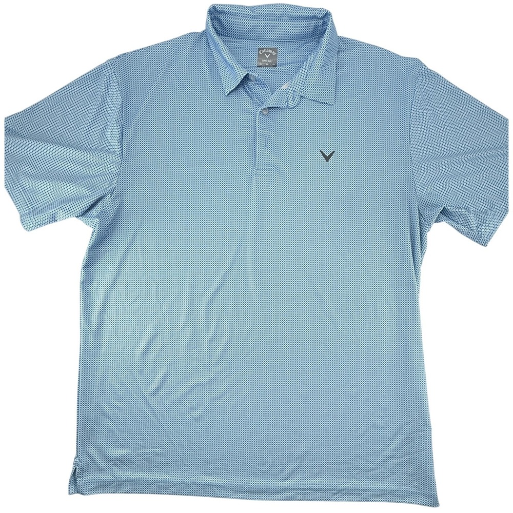 Callaway Mens XL Opti-Dri Golf Polo Blue Geo Pattern Stretch